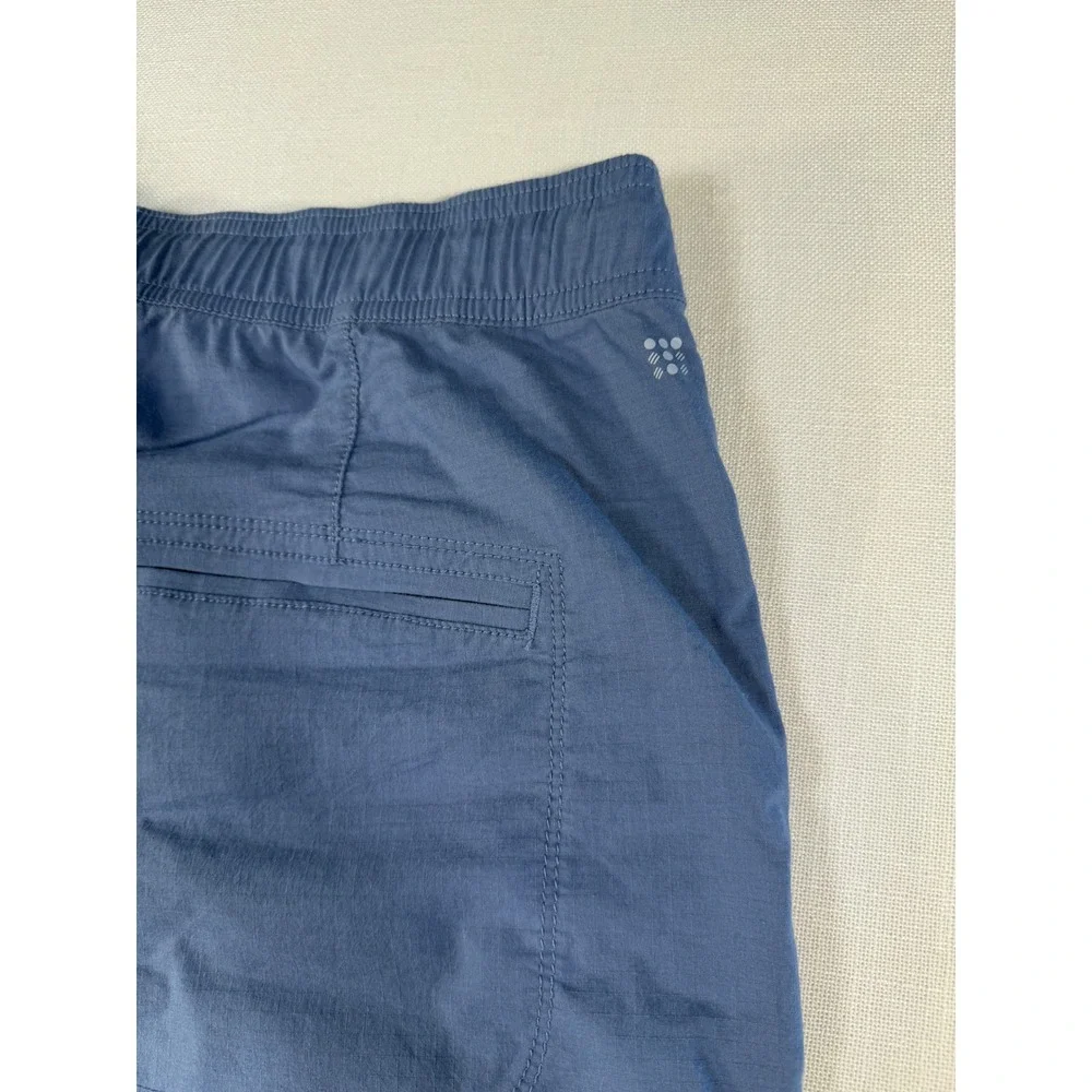 Title Nine Clamber Pants Womens Large Blue Wide Leg Crop Drawstring Outdoor